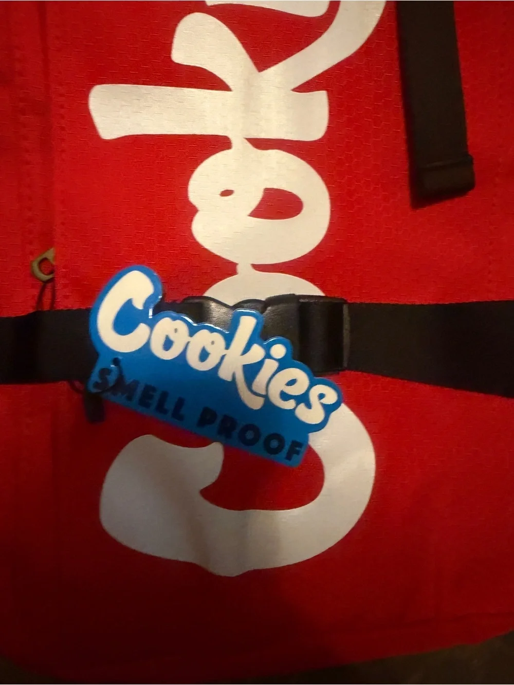 Cookies Smell Proof Red Logo Backpack with Black Straps